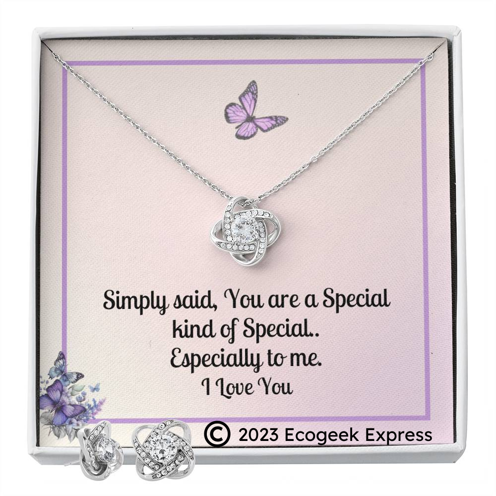 For HER: Love Knot Earring & Necklace Set - Option 2