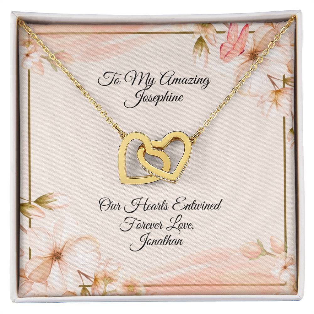 CUSTOM: Interlocking Heart Necklace - Personalize Your Message.