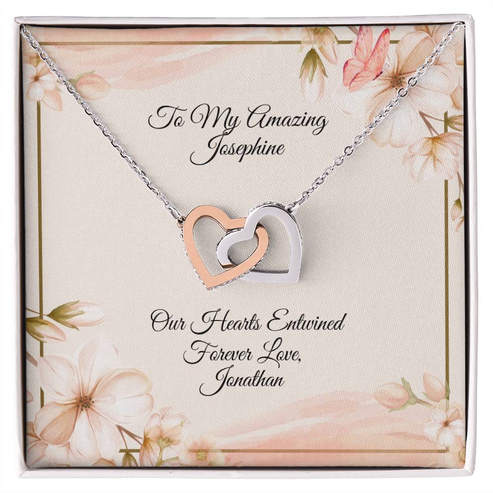 CUSTOM: Interlocking Heart Necklace - Personalize Your Message.