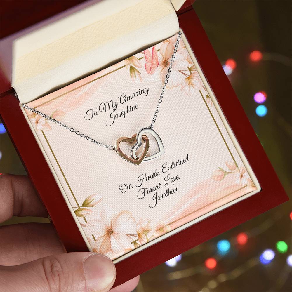 CUSTOM: Interlocking Heart Necklace - Personalize Your Message.
