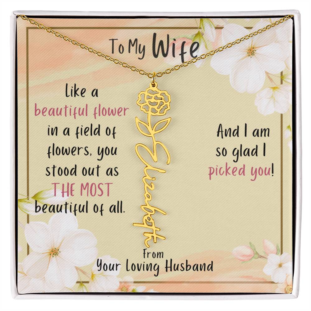 For HER: Flower Name Necklace (Wife)