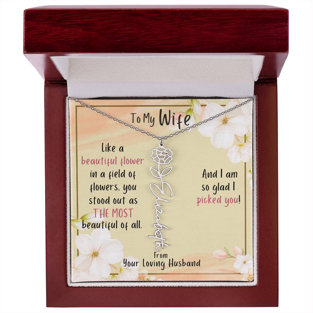 For HER: Flower Name Necklace (Wife)