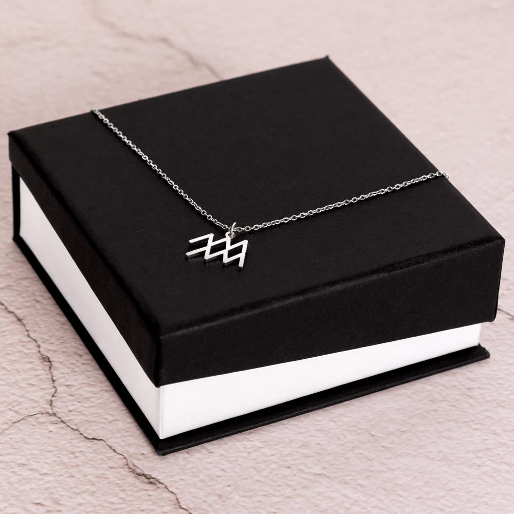 For The STYLEFLUENCER: Zodiac Symbol Necklace (Aquarius)