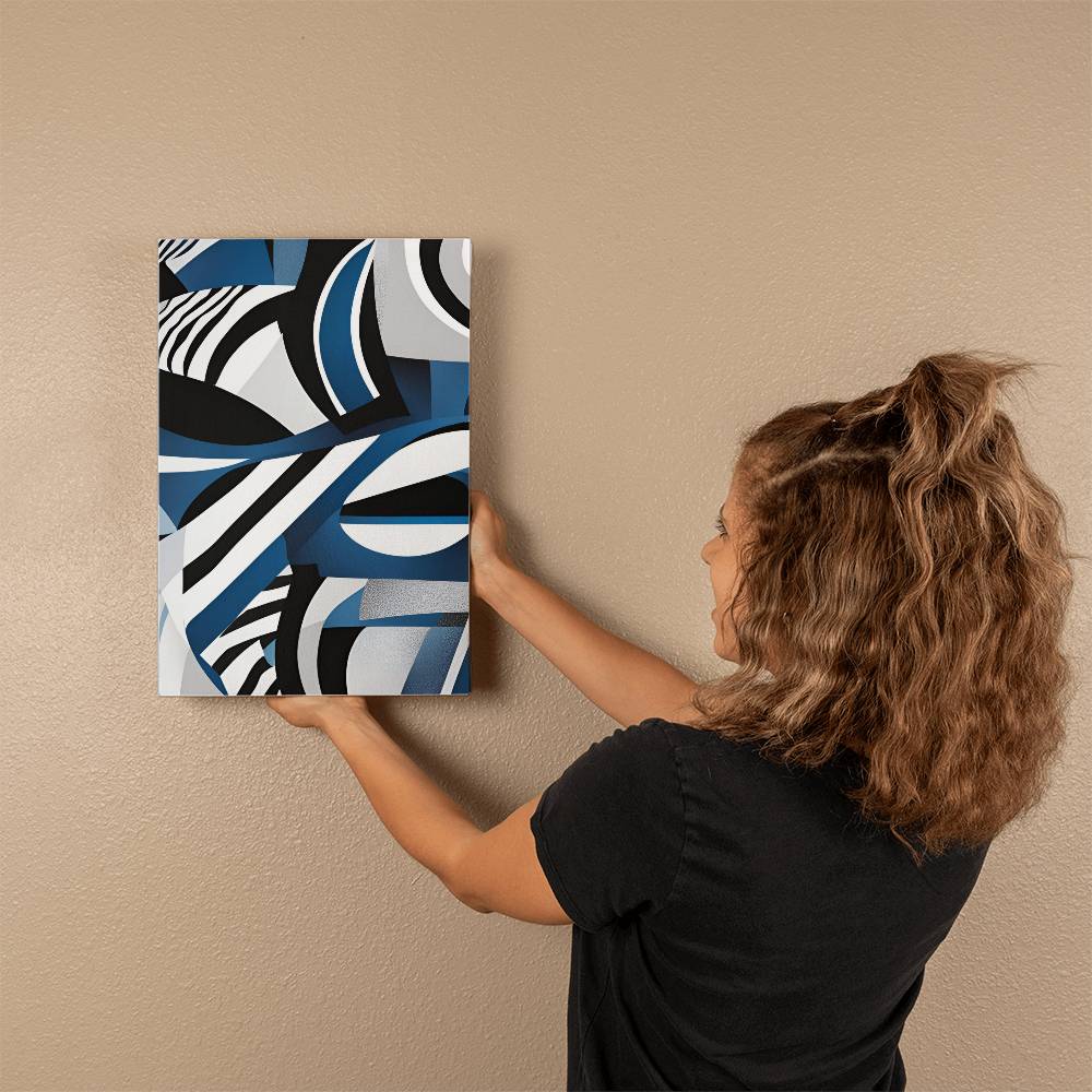 For FAMILY: Gallery Wrapped Canvas "Zebra Blue"