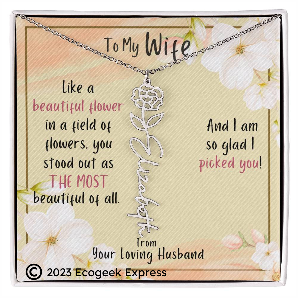 For HER: Flower Name Necklace (Wife)