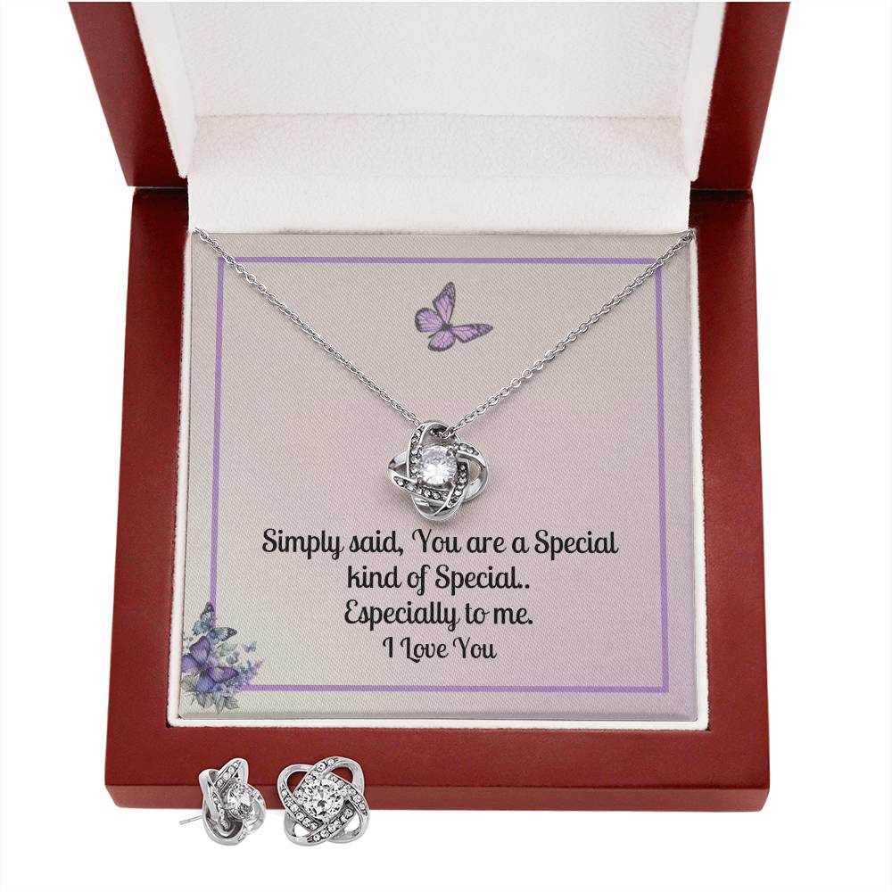 For HER: Love Knot Earring & Necklace Set - Option 2