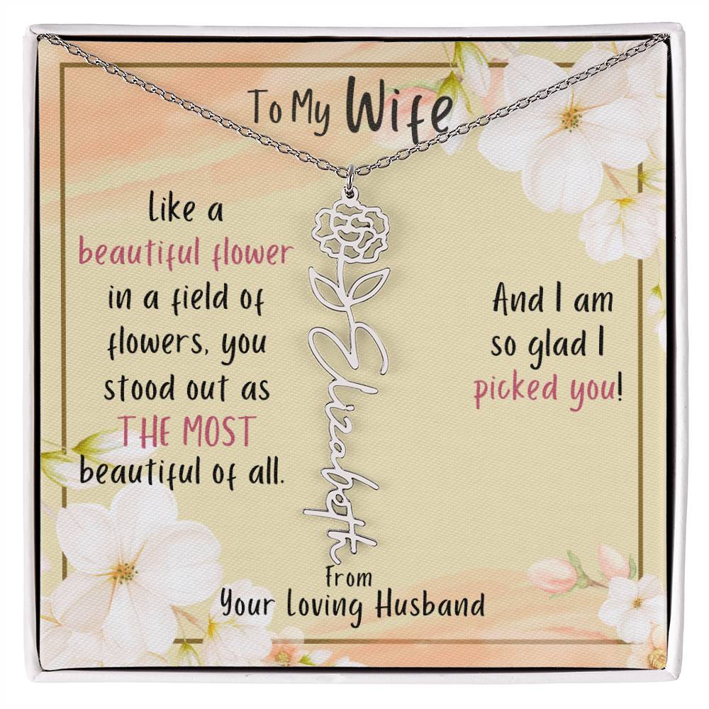 For HER: Flower Name Necklace (Wife)