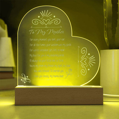 For FAMILY: Engraved Acrylic Heart Plaque (Mom)